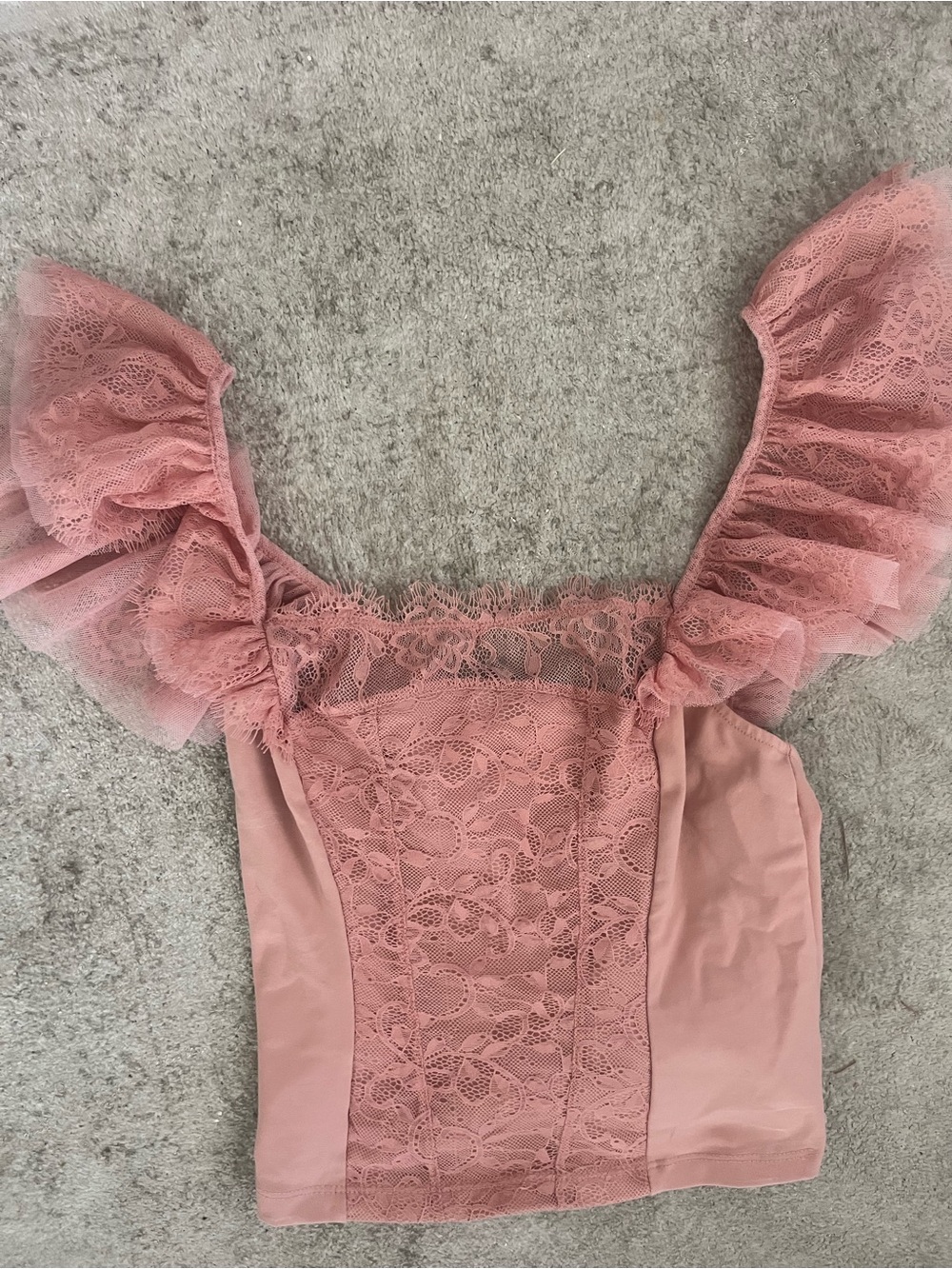 Free People Blush Pink Lace Ruffle Bustier